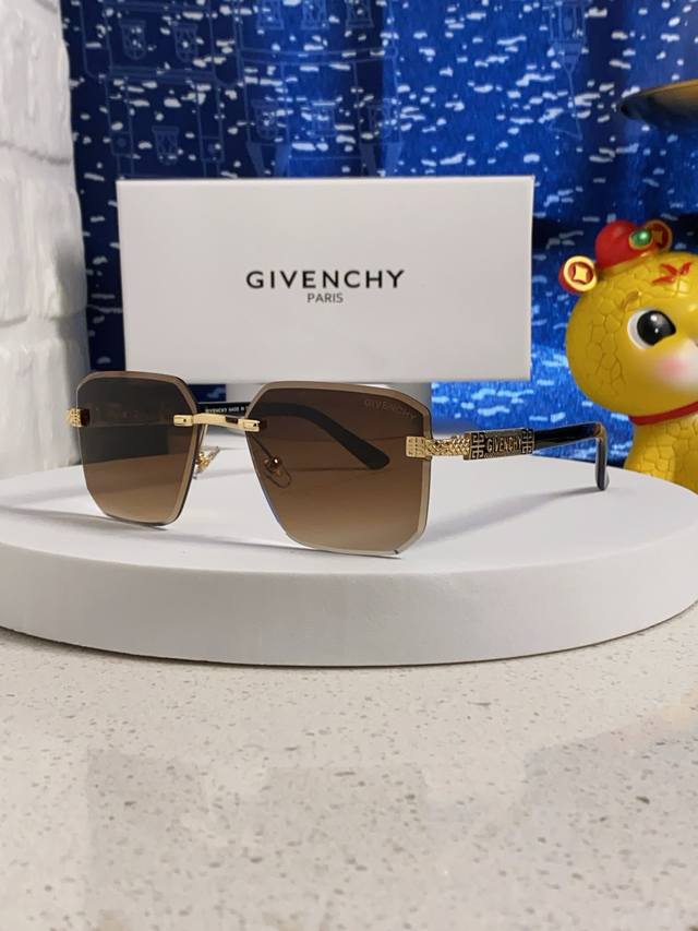 p100 Givenchy纪梵希 2026新款方形时尚太阳镜欧美个性无边框装饰个性切边pc片墨镜 男女通用