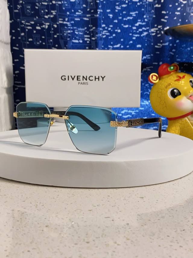 p100 Givenchy纪梵希 2026新款方形时尚太阳镜欧美个性无边框装饰个性切边pc片墨镜 男女通用