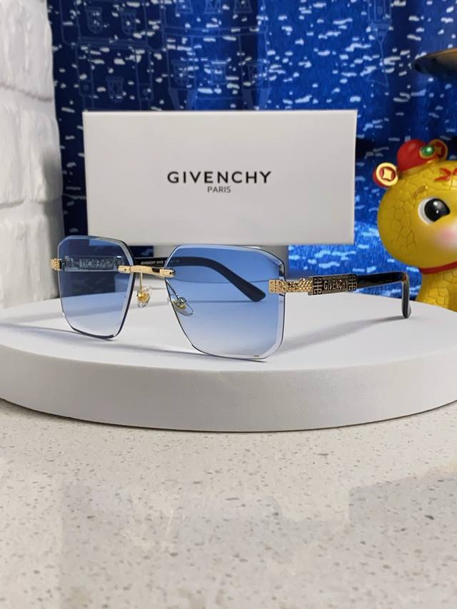 p100 Givenchy纪梵希 2026新款方形时尚太阳镜欧美个性无边框装饰个性切边pc片墨镜 男女通用