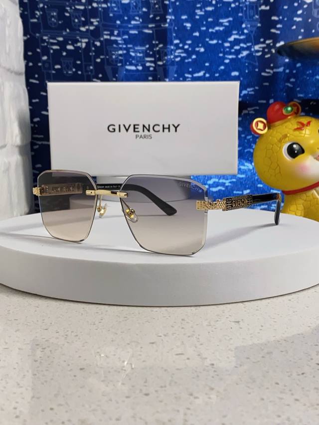 p100 Givenchy纪梵希 2026新款方形时尚太阳镜欧美个性无边框装饰个性切边pc片墨镜 男女通用