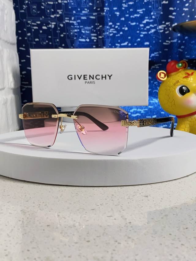 p100 Givenchy纪梵希 2026新款方形时尚太阳镜欧美个性无边框装饰个性切边pc片墨镜 男女通用