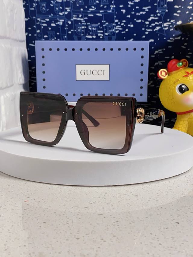 p100 Gucci古奇 太阳墨镜镜女新款大眼镜2026时尚欧美显瘦框潮脸防紫外线款圆脸
