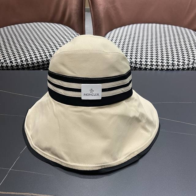 p80 Moncler Sun Hat Summer Hat Women's Thin Black Vinyl Wide Brim Sunshade Hat U