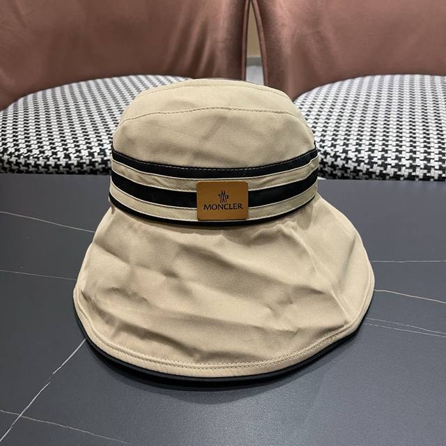 p80 Moncler Sun Hat Summer Hat Women's Thin Black Vinyl Wide Brim Sunshade Hat U