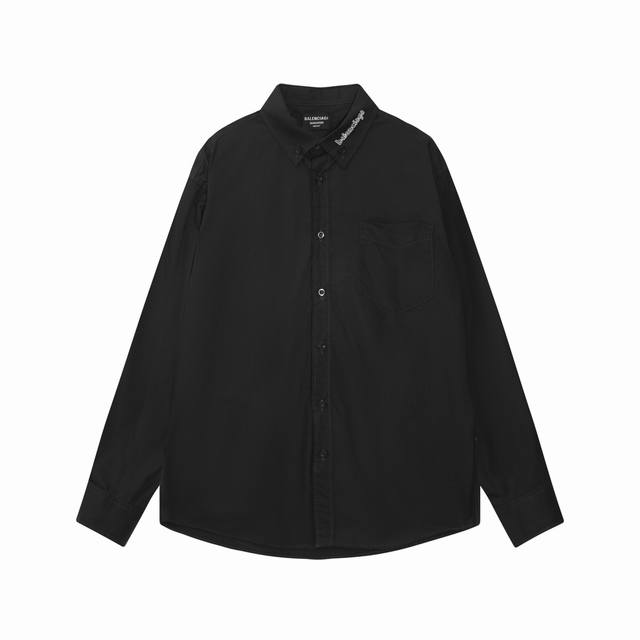 p150 新款巴黎世家 Blcg 24Ss 领口字母刺绣简约刺绣长袖衬衫 轻奢主义 男女日常通勤穿搭必备单品 正确版本 随意对比 详细特征 80支平纹进口澳棉高