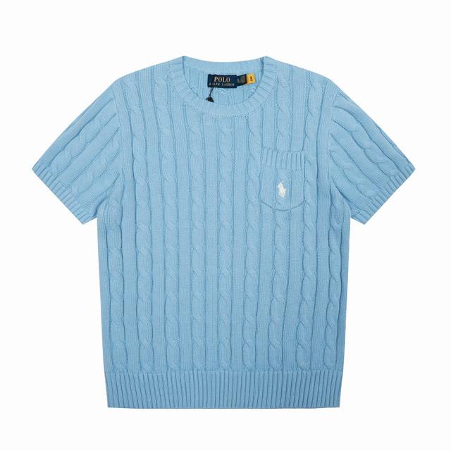 90 顶级品质 款号：Ds222# 全年不下架 拉夫劳伦Ralph Lauren圆领口袋款纯色小马刺绣Logo针织短袖 拉夫劳伦Ralph Lauren经典基础