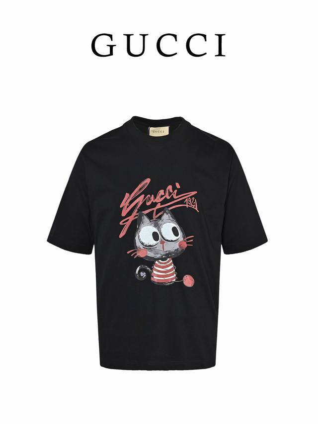 Local pickup: 160 Gucci Cartoon Series Print Short-Sleeve T-Shirt Cat Print Cust