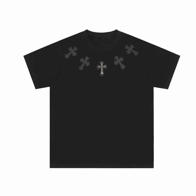 210 High-Version Chrome Hearts Cross-Panel Embroidered Short-Sleeve T-Shirt! The 210 High-Version Chrome Hearts Cross-Panel Embroidered Short-Sleeve T-Shirt! The