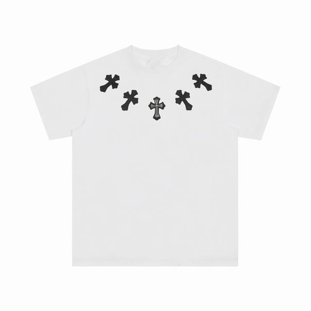 210 High-Version Chrome Hearts Cross-Panel Embroidered Short-Sleeve T-Shirt! The 210 High-Version Chrome Hearts Cross-Panel Embroidered Short-Sleeve T-Shirt! The