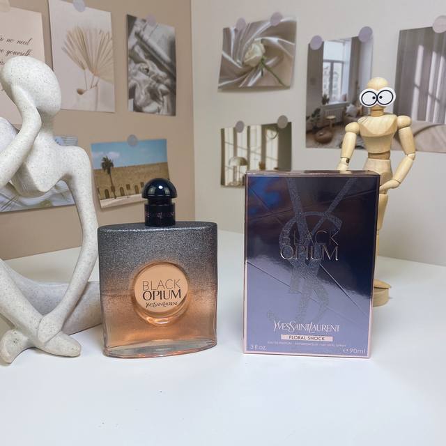 110原单品质 圣罗兰黑鸦片花之怒女士香水90Ml Ysl Yves Saint Laurent Black Opium Floral Shock,2017 属