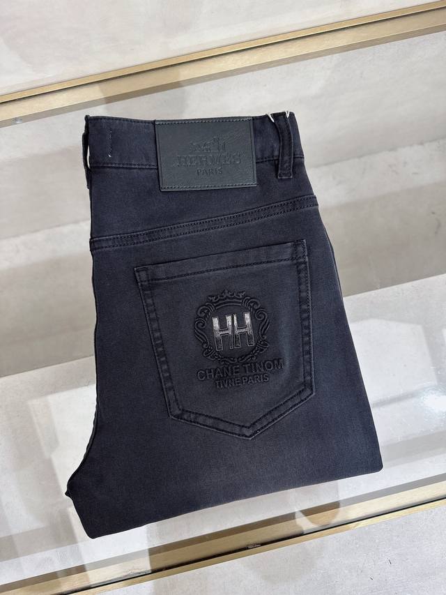 p230 Hermes 2026 Spring/Summer Slim Fit Straight Leg Jeans! Heavy-duty yeast-was