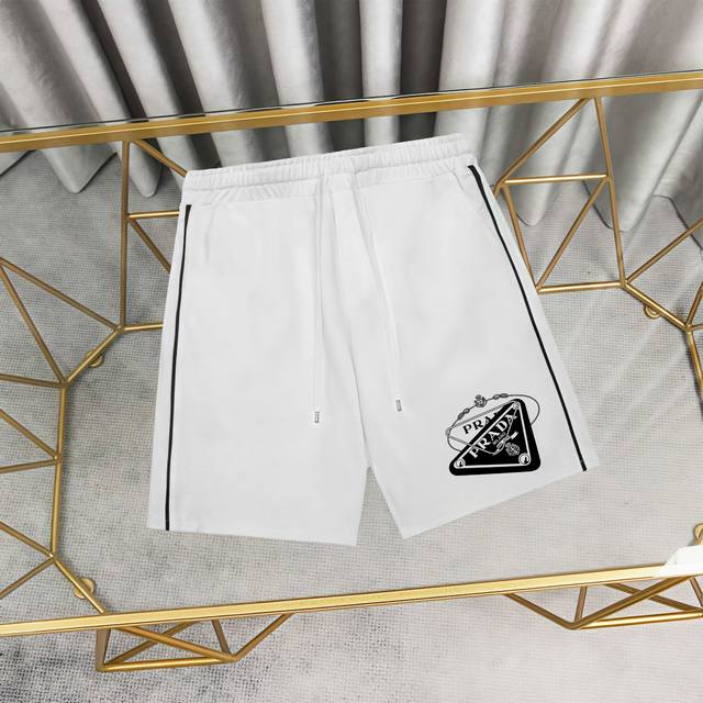 150 Prada Printed Cotton Shorts/Sweatpants 1:1 replica fabric, 380g terry cloth,