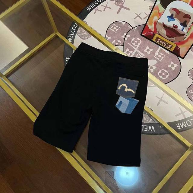 p150 注→ 区别市场垃圾货 广州高版本对版对色 Evisu 福神年秋冬新品男士海鸥多口袋印花短裤 码数S-Xxl