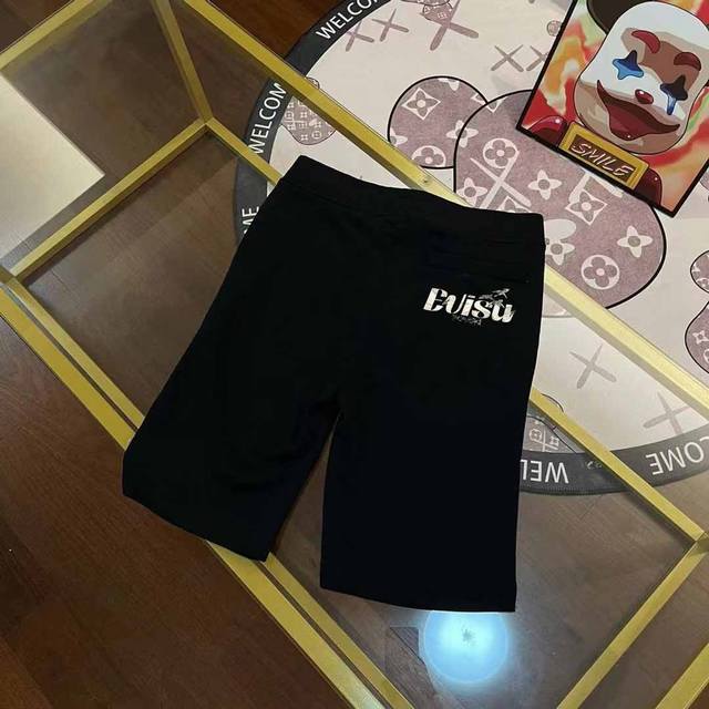 p150 注→ 区别市场垃圾货 广州高版本对版对色 Evisu 福神年秋冬新品男士商标字母印花短裤 码数S-Xxl