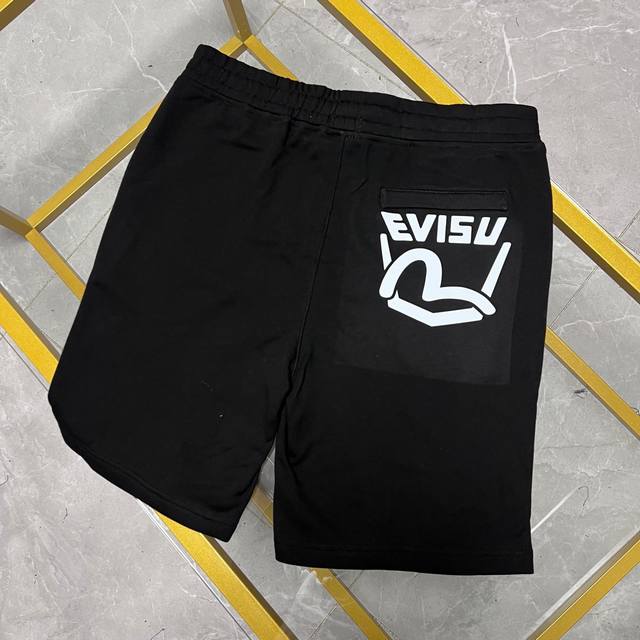 p150 注→ 区别市场垃圾货 广州高版本对版对色 上新早春 Evisu 福神新款男士字母海鸥印花宽松休闲短裤 码数S-Xxl