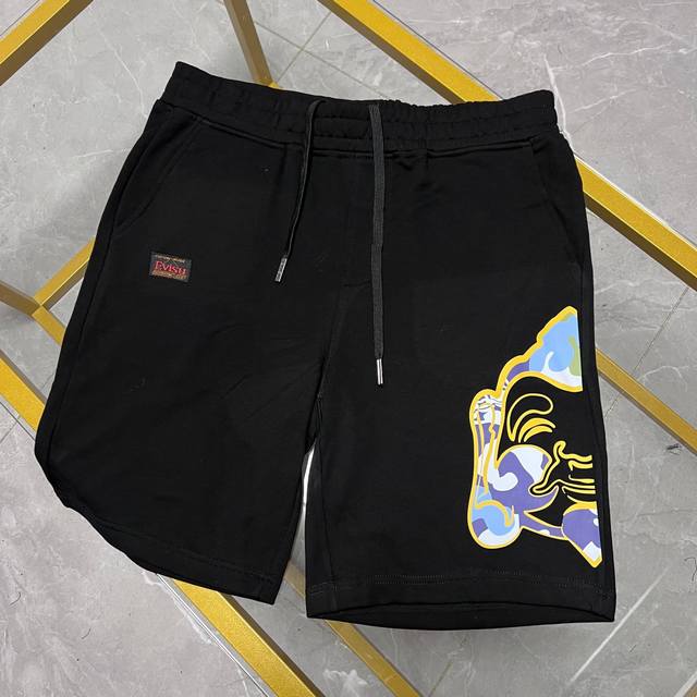 p150 注→ 区别市场垃圾货 广州高版本对版对色 上新早春 Evisu 福神新款男士半边佛头印花宽松休闲短裤 码数S-Xxl