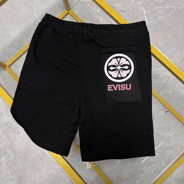 p150 注→ 区别市场垃圾货 广州高版本对版对色 上新早春 Evisu 福神新款男士拼色家花印花宽松休闲短裤 码数S-Xxl
