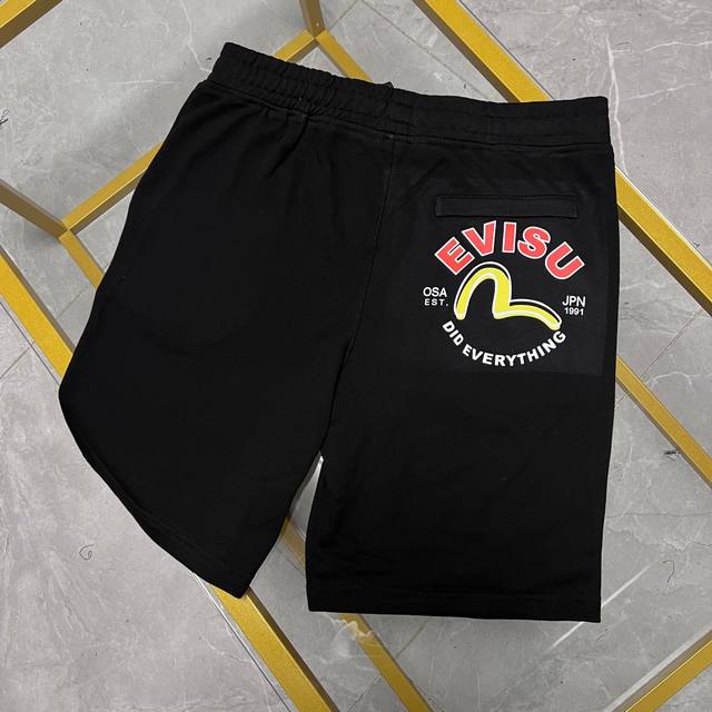 p150 注→ 区别市场垃圾货 广州高版本对版对色 上新早春 Evisu 福神新款男士经典海鸥印花宽松休闲短裤 码数S-Xxl