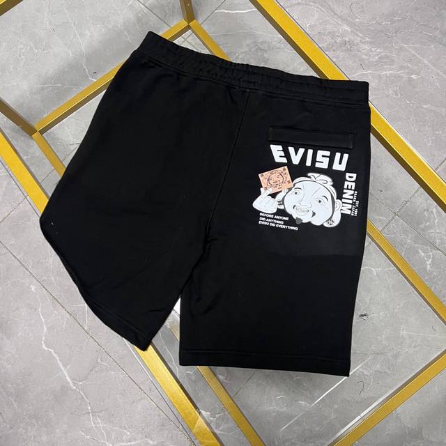 p150 注→ 区别市场垃圾货 广州高版本对版对色 上新早春 Evisu 福神新款男士皮牌佛头印花宽松休闲短裤 码数S-Xxl