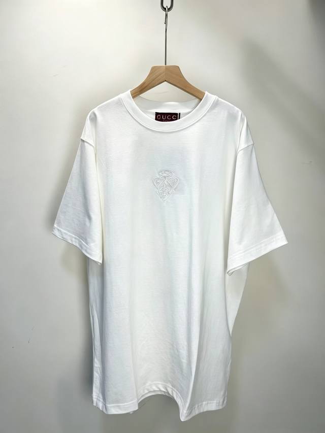 140 Gucci embroidered T-shirt, high-quality version, custom-woven and dyed 300g