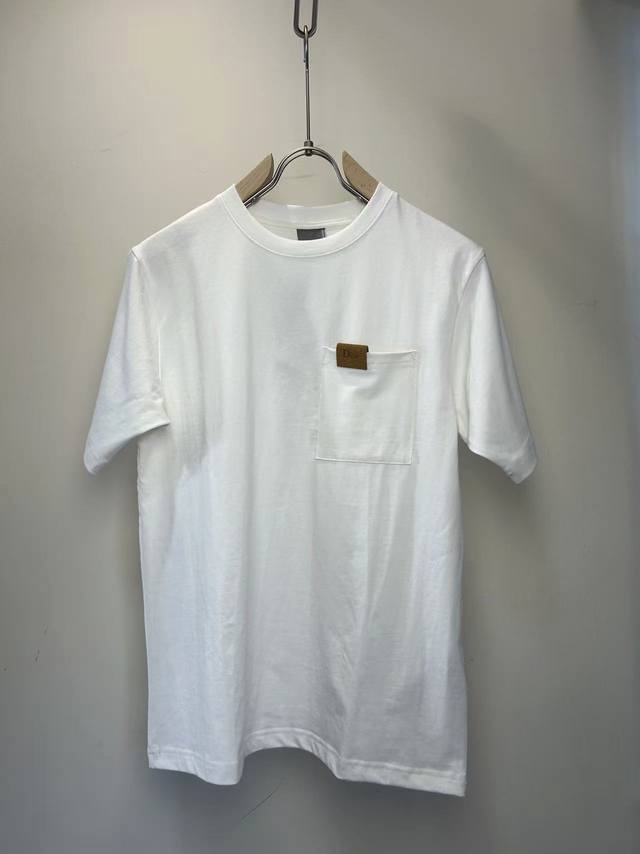 140 Dior New Leather Pocket Crew Neck T-Shirt, custom-woven and dyed 300g pure c 140 Dior New Leather Pocket Crew Neck T-Shirt, custom-woven and dyed 300g pure c