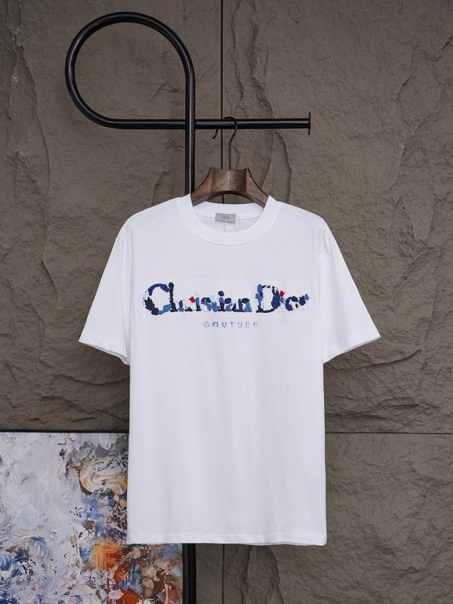130 Dior 2026Ss Printed Letter Base 3D Embroidered Letter Logo Short Sleeve T-Sh 130 Dior 2026Ss Printed Letter Base 3D Embroidered Letter Logo Short Sleeve T-Sh