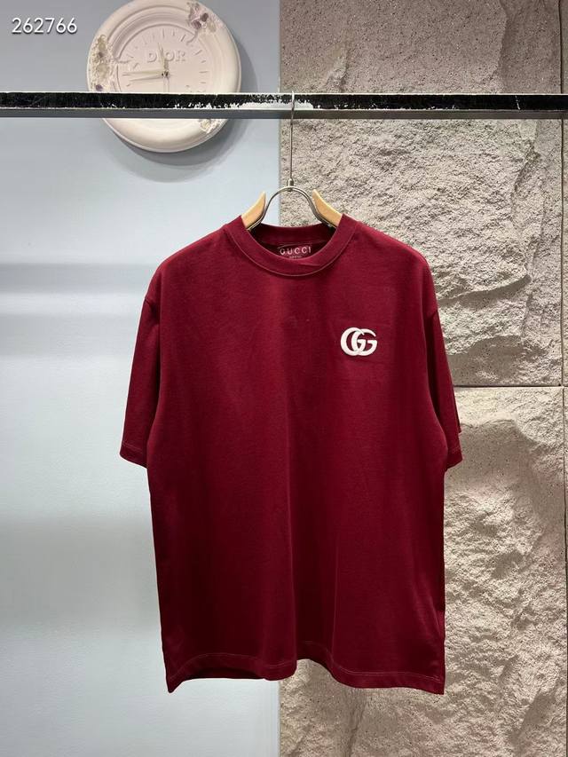 140 Official website same style Gucci*Gucci embroidered logo classic Gg short-sl