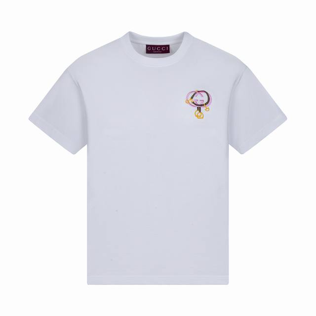 140 Same style as the official website, Gucci new embroidered crew neck T-shirt,