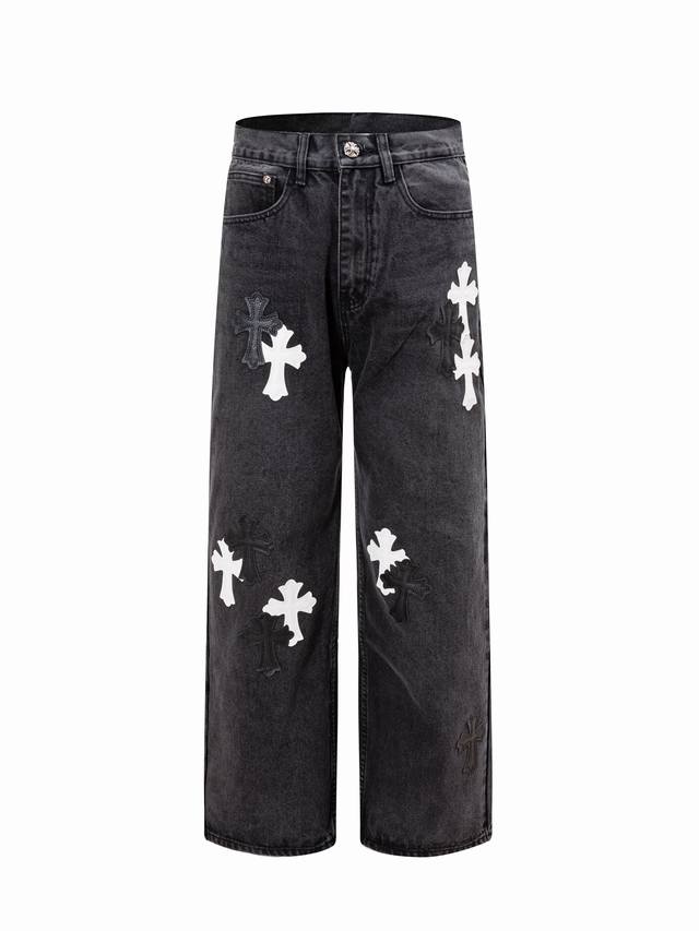 310 Chrome Hearts 2026Ss Limited Edition Black and White Patchwork Washed Jeans
