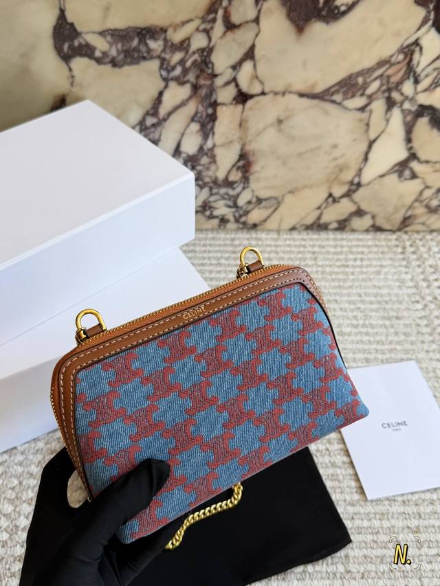 150 Celine Blue and Red Arc de Triomphe Denim Mini Bag. Denim fabric x vintage r 150 Celine Blue and Red Arc de Triomphe Denim Mini Bag. Denim fabric x vintage r