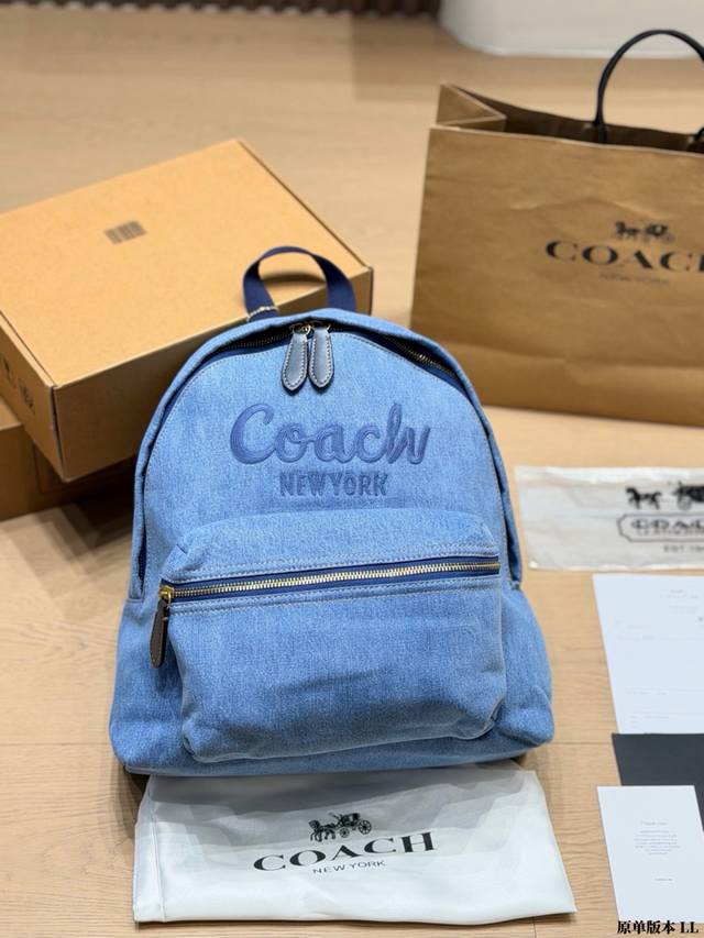 Original version p250 Coach Denim Backpack. This Coach denim backpack features b