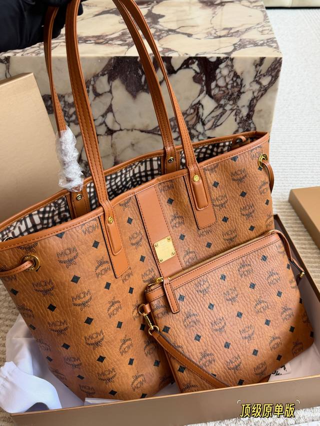 p250 Original replica brown hardware, identical to boutique items. Mcm's new rev