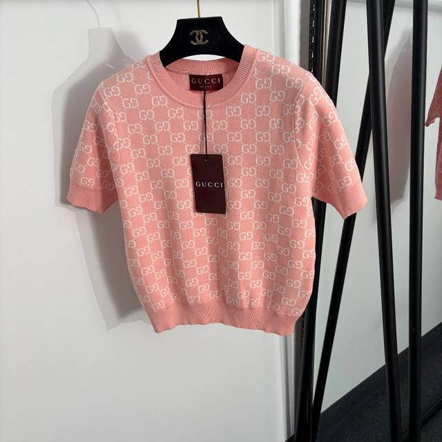 p230 Style No. 20264561 Gucc* New monogram Gg letter pullover short-sleeved wool