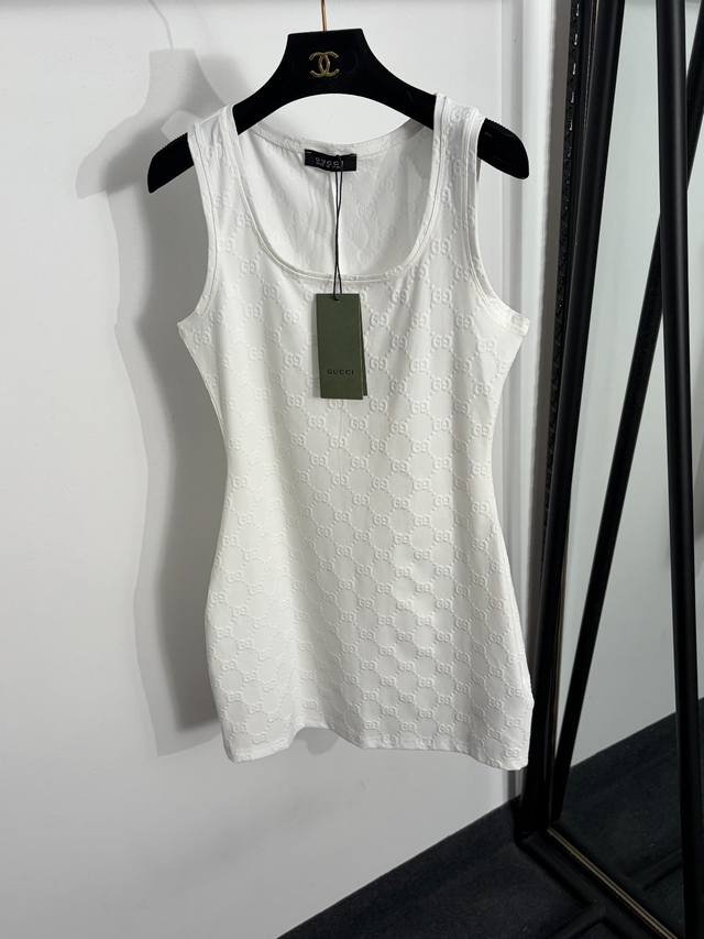 p180 Style No. 20264466 Gucc* New monogram jacquard bodycon vest dress, white, d