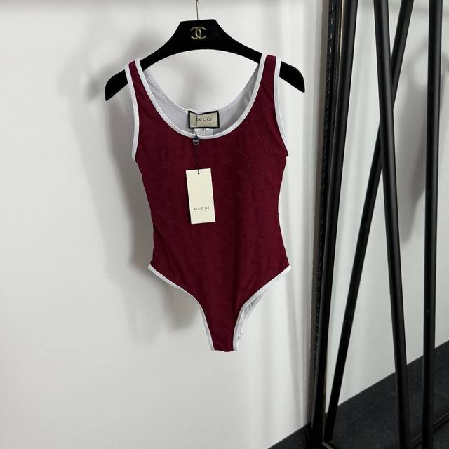 p160 Style No. 20254904 Gucc* New monogram Gg letter jacquard one-piece swimsuit