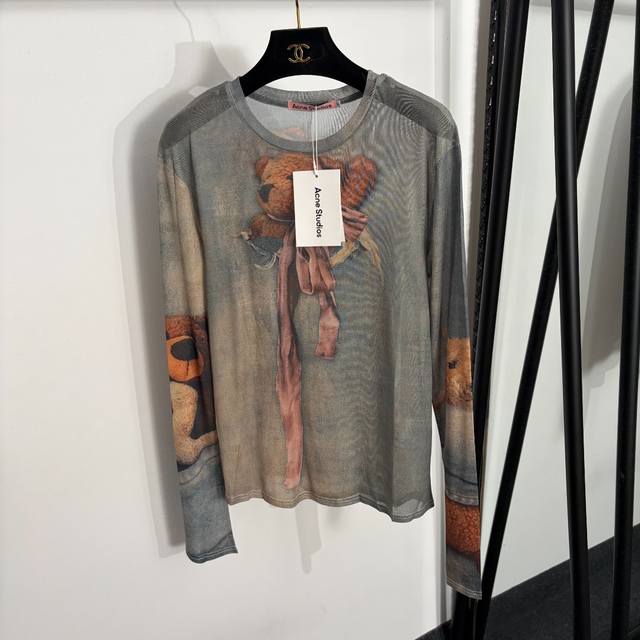 p130 Style No. 20264333 Acne Studio* New Plush Bear Denim Print Long-Sleeve Shee