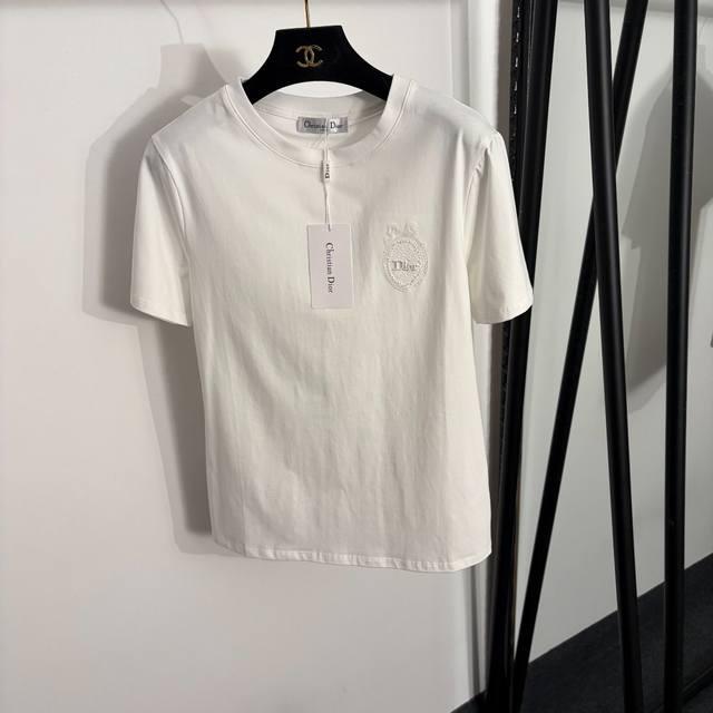 p140 Style No. 20264322 Dio* New Beaded Sequin Bow Logo Embroidered Short-Sleeve