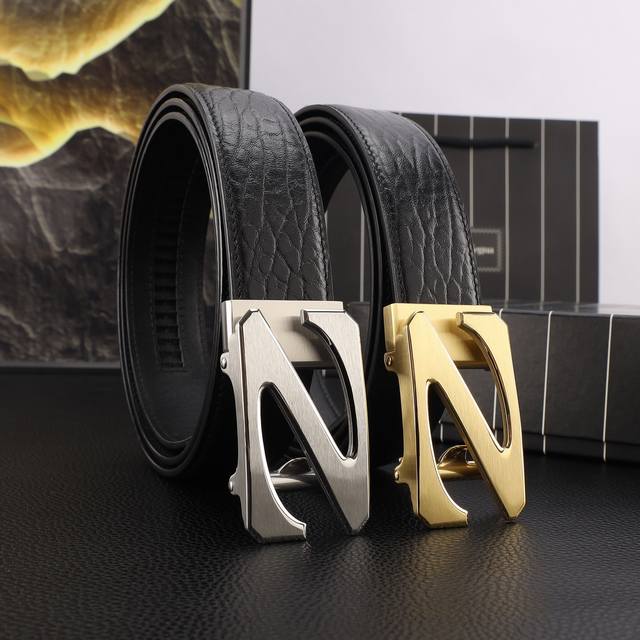 180 Zegna Men's Automatic Waist Belt - 35mm Width, 316 Stainless Steel Buckle, C