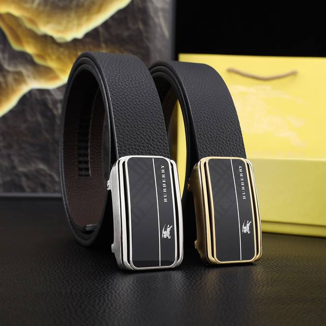 180 Burberry Men's Automatic Belt - 35mm Width, 316 Stainless Steel Buckle, Colo