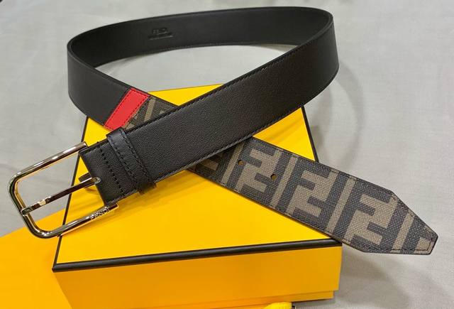 180 Image Packaging +10 Fendi 40mm Wide Leather Belt with Logo Design. Original