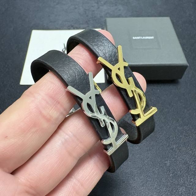 p70 latest YSL Saint Laurent letter high-quality gold and silver leather bracele