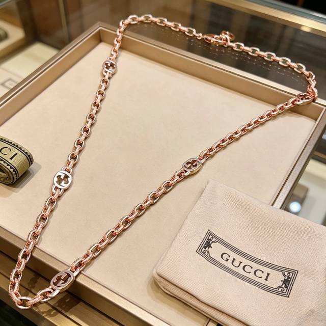 p160 Gucci Necklace, Newest Rose Gold 18K Chain, Higher Grade, Celebrity Style,