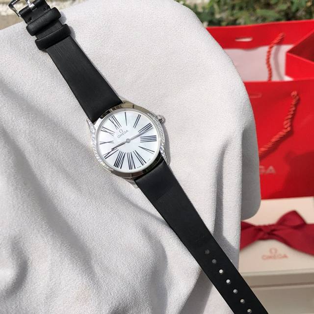 1300 Omega 1 Black Strap White Dial Model: 428.17.36.60.05 Recommended for Women