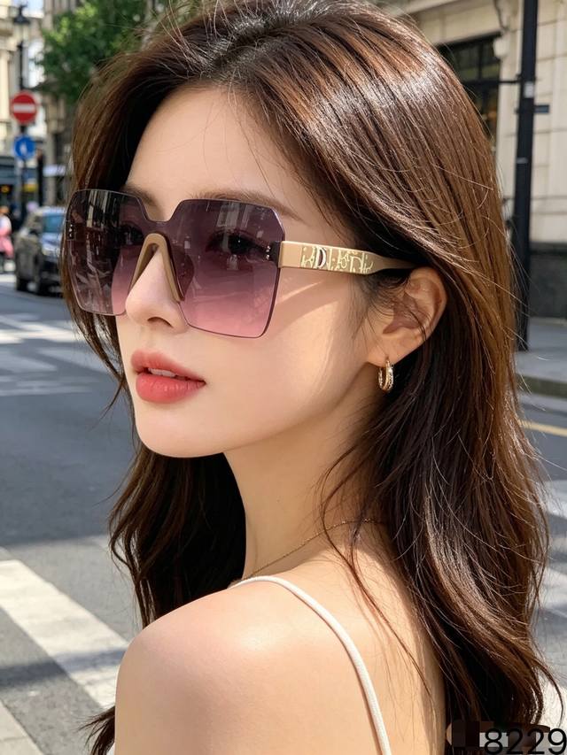 p100Dio* Spring/Summer New Large Frame Sunglasses, Simple Sunshade, Frameless In
