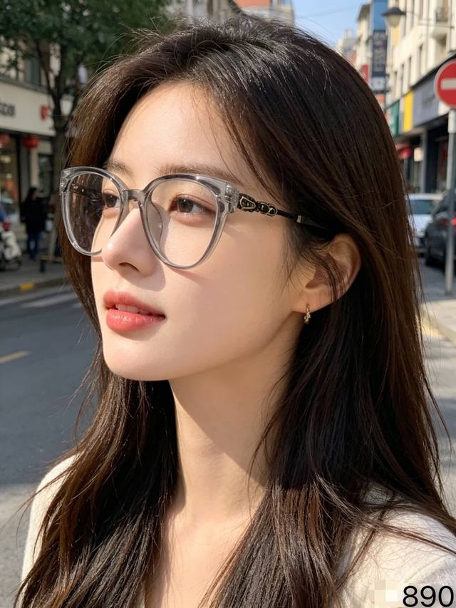 p100Dio* New Fashion Cat-Eye Frame Non-Prescription Glasses for Women, Can Be Fi