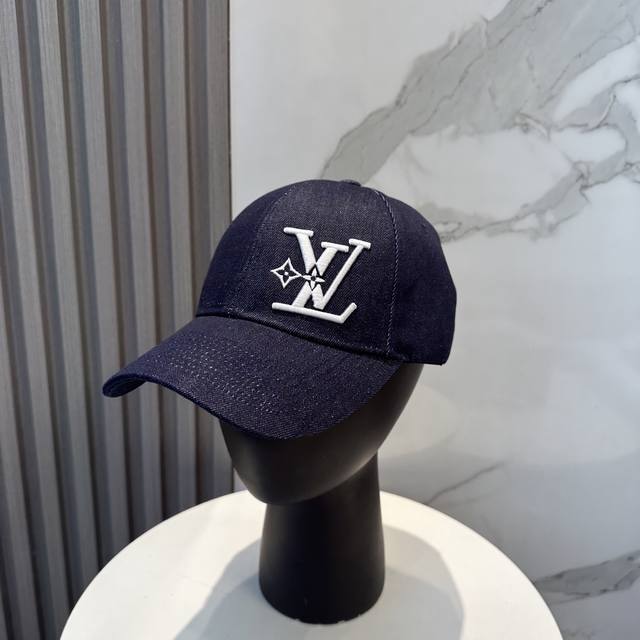 p50 LV Louis Vuitton baseball cap with dust bag, washed denim, 1:1 replica from