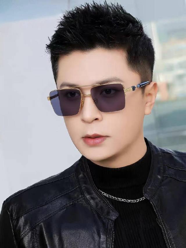 p100 Chrome Hearts克罗心 2026新款匠心甄选欧美复古金属双梁男士太阳镜开车驾驶方框男士高端