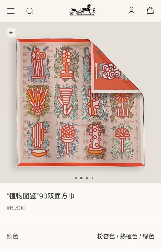 p210Shms252718姆米双面异色 90X90Cm斜纹真丝爱马仕 植物图鉴