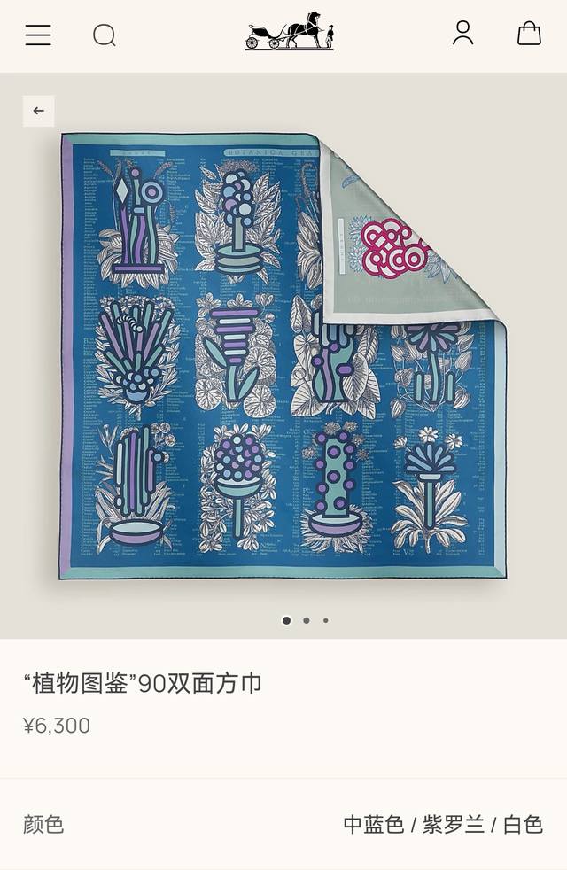 p210Shms252718姆米双面异色 90X90Cm斜纹真丝爱马仕 植物图鉴