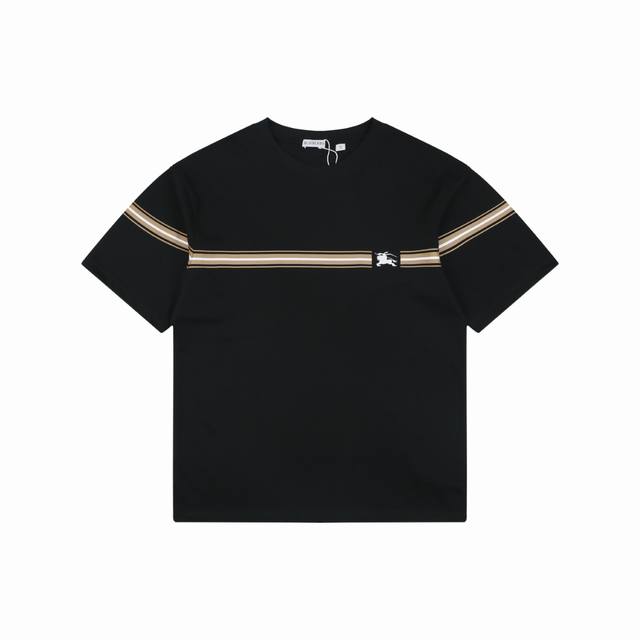 200 85-2 Burberry striped equestrian print short-sleeved T-shirt. Made from 230g